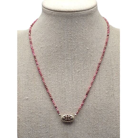 Kendra Scott Retired Pink Rhodonite Beaded Reversible Pendant Necklace Rare - Picture 2 of 8